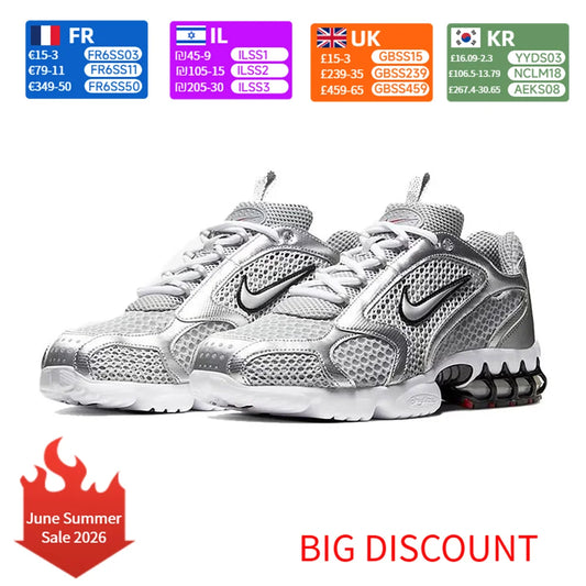 Nike Air Zoom Spiridon Cage2 Liquid Silver Low-Top Lifestyle Casual Shoes for Men Silver CJ1288-001