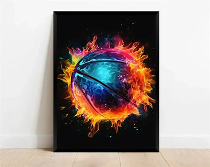 Pop Neon Video Game Character Poster Gamepad Headphones Football Basketball Canvas Print Wall Art Decor Gaming Room Decoration