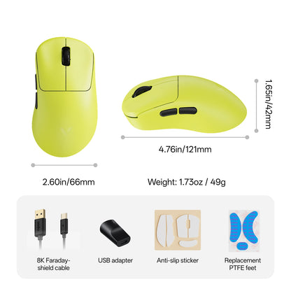 Rapoo VT3S /VT3S MAX GEN-2 Wireless Gaming Mouse True 8K Wireless Polling Rate 49g Ultra Lightweight Up to 750Hr Battery Life