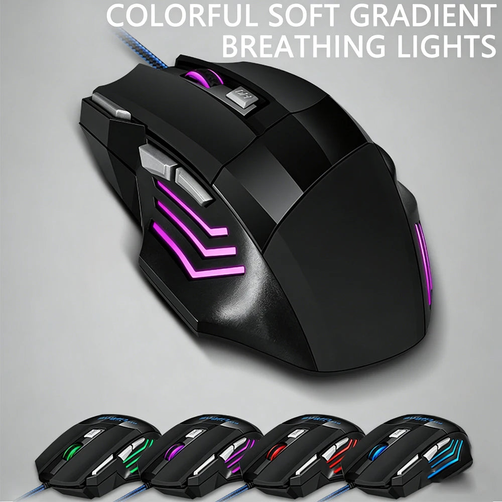 USB Wired Mouse 7 Button 2400DPI Gaming Mouse RGB Breathing Light Mecha Mice Ergonomic Optical Office Mice For Desktop Laptop
