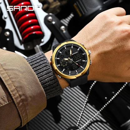 SANDA 9053 G Montres de sport militaires pour homme Montre numérique de luxe Montre-bracelet à quartz étanche jusqu’à 50 m pour homme Relogios Masculino