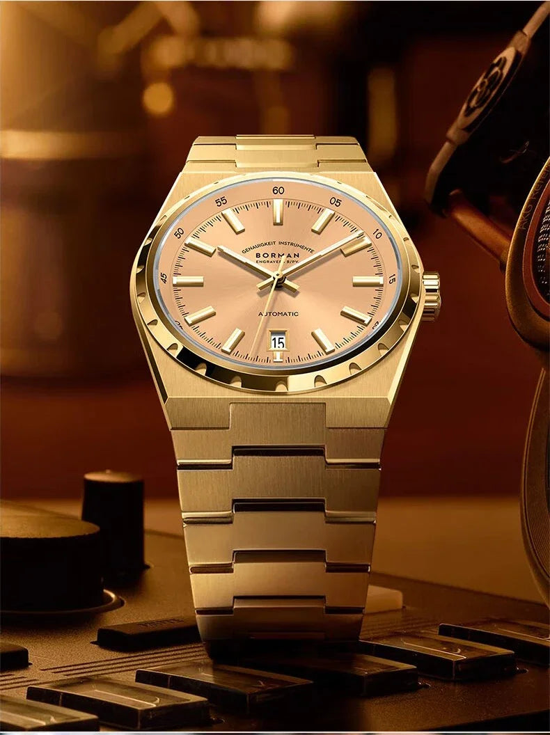 BORMAN Mens Automatic Watches 40mm Mechanical Wristwatch Ultrathick 10mm 5Bar Waterproof Sapphire Mirror Luminous Miyota 9015