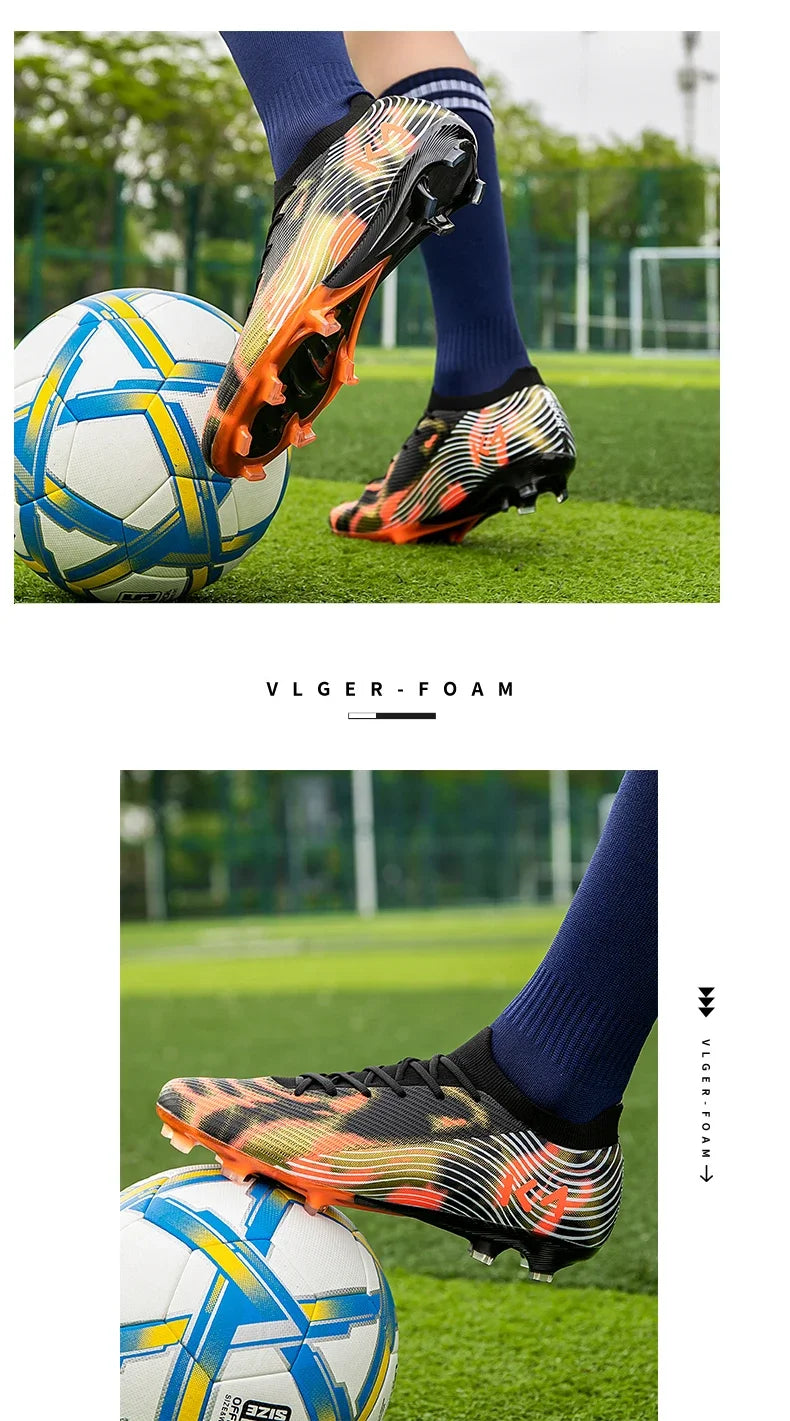 Nuove scarpe da calcio da uomo per partita outdoor, sneakers con tacchetti per erba, scarpe da football bestseller antiscivolo per ragazzi, alta qualità, alte e leggere