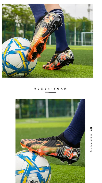 Nuove scarpe da calcio da uomo per partita outdoor, sneakers con tacchetti per erba, scarpe da football bestseller antiscivolo per ragazzi, alta qualità, alte e leggere