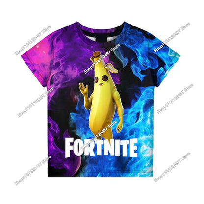 Аниме Fortnite тениски за момичета, тениска за момчета, бели тениски с анимационен принт, летни бебешки тениски, сладки горнища с принт, костюм