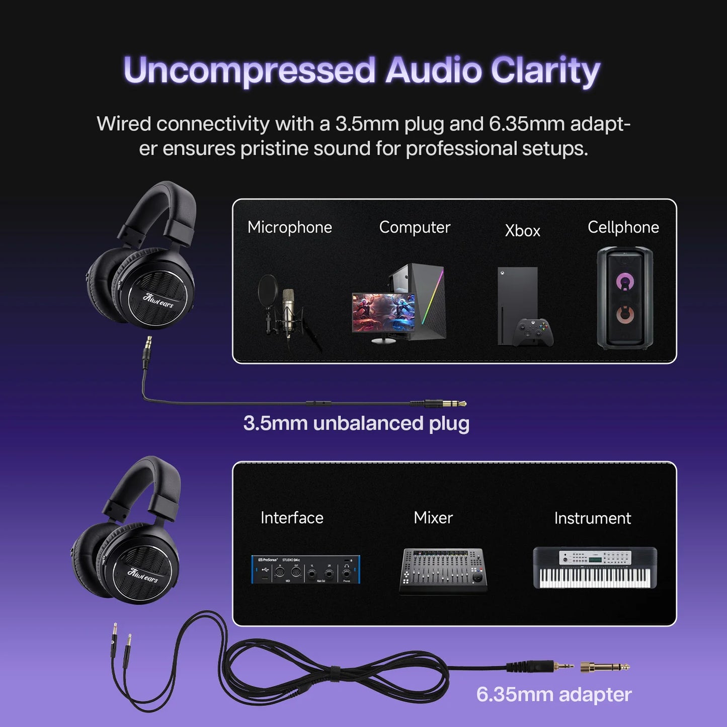 Linsoul Kiwi Ears Ellipse Studio-Grade Dynamic Driver Headphones with Comfortable Design and Dtachable Cable Design