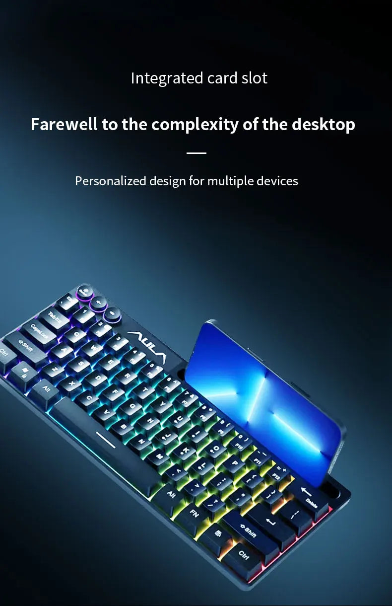 AULA F3061 Mechanical Touch Feel Keyboard 61 Keys Wired Mini Keyboard RGB Backlight Keyboard Desktop  Laptop Game Keyboard