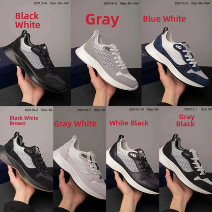 Low-Top Casual Men's Sneakers Fashionable Sport Shoes Comfortable Walking Shoes Men's Footwear Breathable Leather Upper