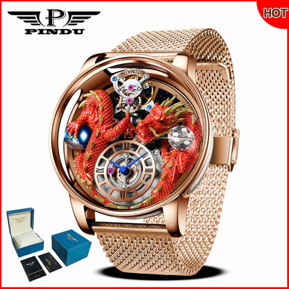 PINDU Design 2025 NEUE Herrenuhr Diamond Tourbillion Top-Marke Luxus Astronomia Quarzuhr für Herren Saphirglas wasserdichte Uhr