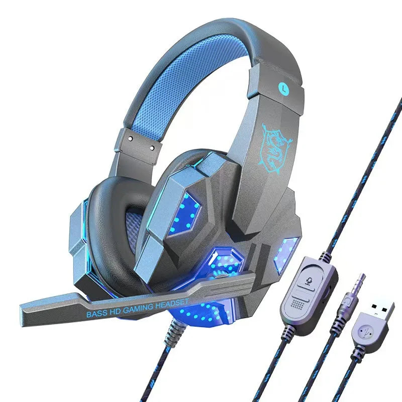HOMEFISH SY830MV RGB Gaming Headset with Microphone Over-Ear Wired Headphones Drivers Lightweight for PC PS5 Xbox Switch
