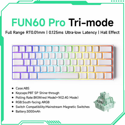 MONSGEEK FUN60 PRO&MAX HE Machanical Keyboard Magnetic Switch 60% Wireless Gaming Keyboard Rapid Trigger 8K ARGB Custom Keyboard
