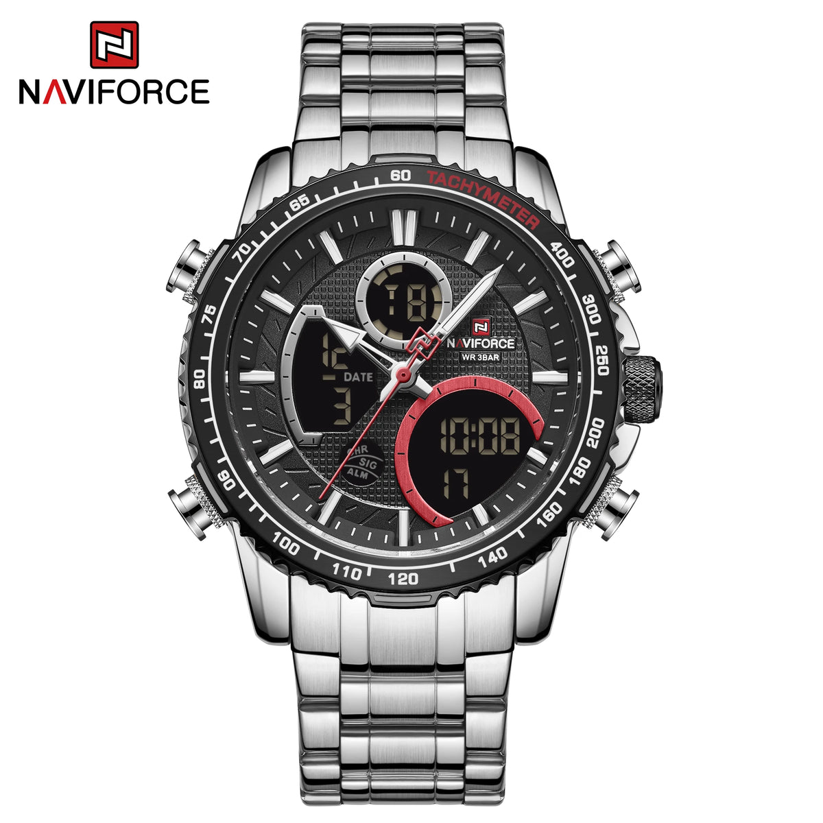 Orologio sportivo da uomo NAVIFORCE – Orologio da polso originale di lusso in acciaio inossidabile, modello militare impermeabile con doppio display