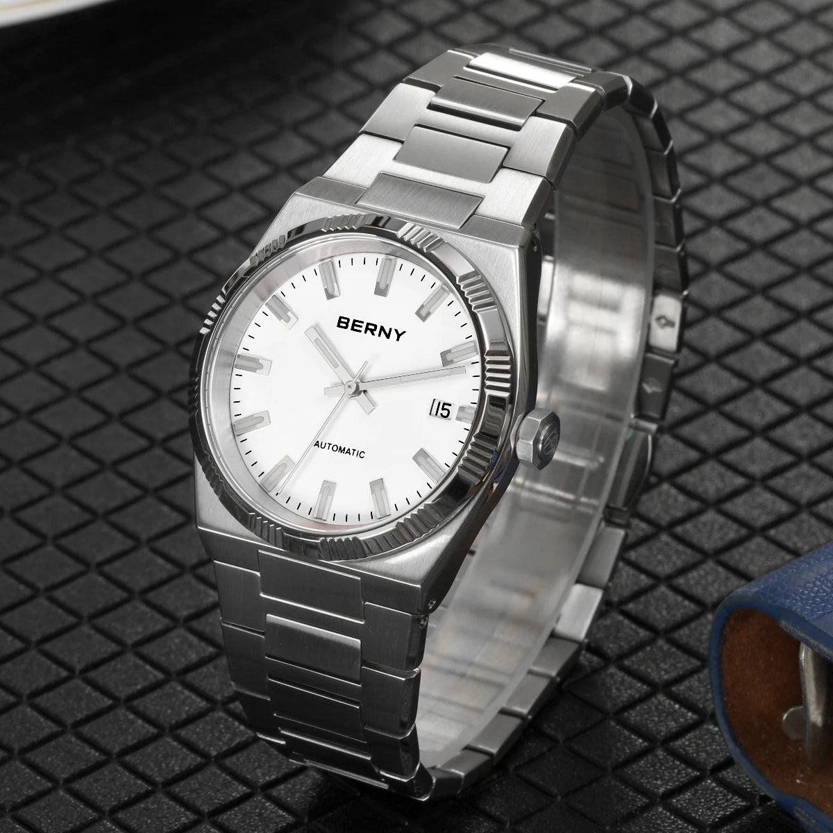 Orologio automatico da uomo BERNY, dorato, vetro zaffiro, lancette luminescenti, originale al 100%, dotato di movimento PT5000, rivestimento antiriflesso, modello di lusso con lunetta intercambiabile, impermeabile fino a 5 ATM.