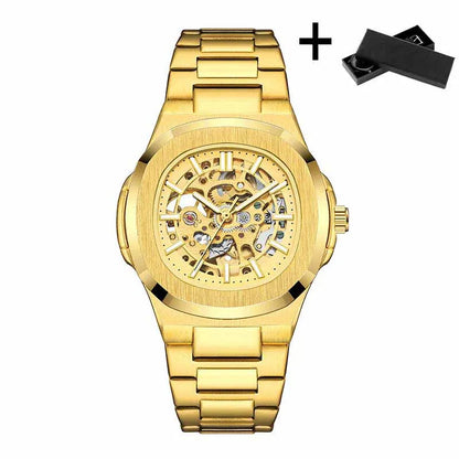 Montres-bracelets mécaniques pour homme à cadran ajouré, design squelette, montre de luxe entièrement automatique pour homme, relogio