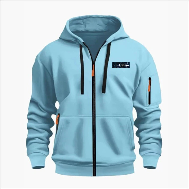 Men's Sweatshirts with Zipper Pockets Thin Solid Color Half Tracksuit Casual Outdoor Hooded Tracksuit Long Sleeve Jacket Coats