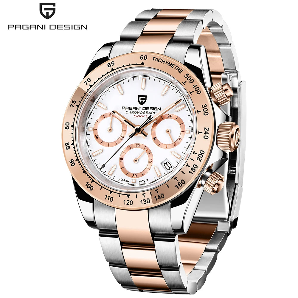 Orologio cronografo da uomo PAGANI DESIGN – Orologio da polso al quarzo di lusso, luminescente e impermeabile.