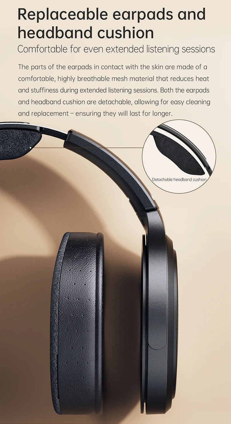 FiiO JT7 Over-Ear Planar Magnetic Audiophile Headphones 95x86mm Planar Driver Design Adjustable Headband 4.4mm/3.5mm Cable