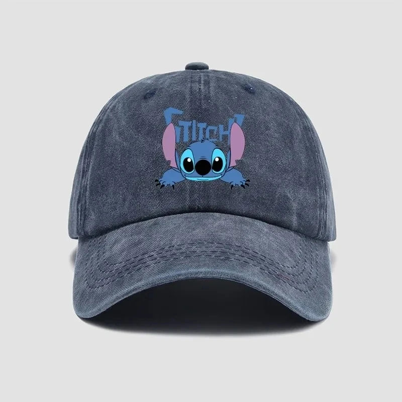 Stitch Casual Hat Kawaii Cartoon Anime Figure Baseball Caps Breathable Snapback Sun Hats Adjustable Peaked Cap Unisex Kids Gifts