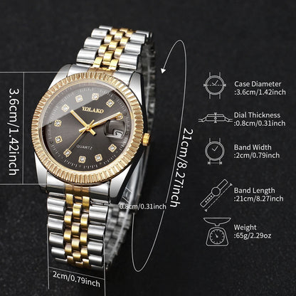 Montre-bracelet de luxe pour homme à quartz avec calendrier, tendance, strass, en acier, montre d'affaires pour homme, Reloj Hombre, cadeau (sans boîte)