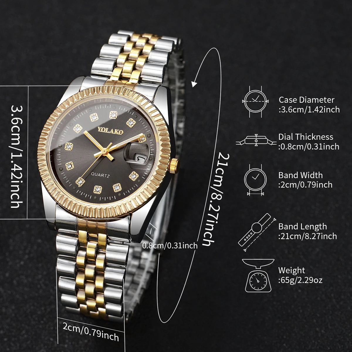 Montre-bracelet de luxe pour homme à quartz avec calendrier, tendance, strass, en acier, montre d'affaires pour homme, Reloj Hombre, cadeau (sans boîte)