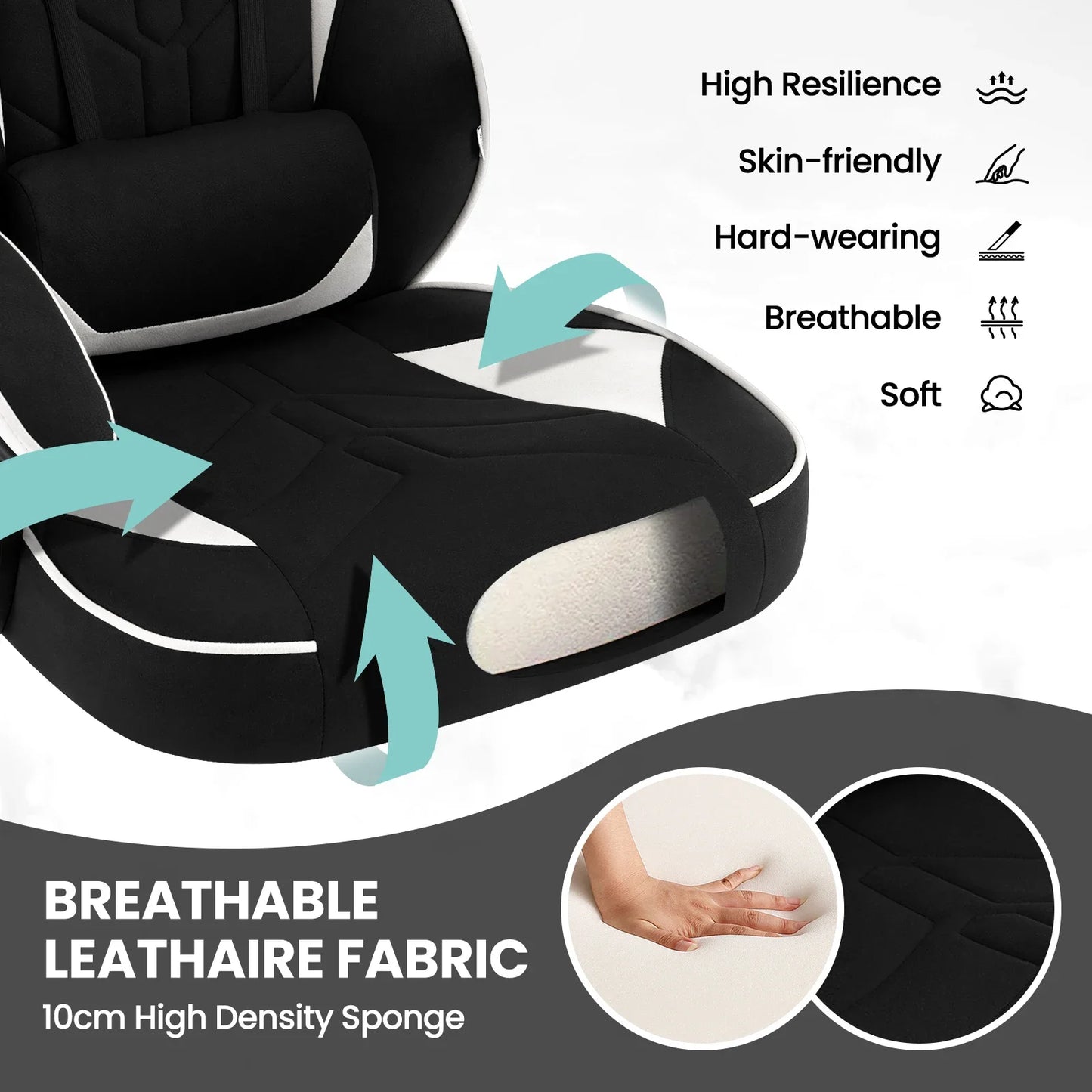 WOLTU Ergonomic Gamer Computer Chair Executive Office Chair Breathable Gaming Chair with Lumbar Cushion Headrest Footrest