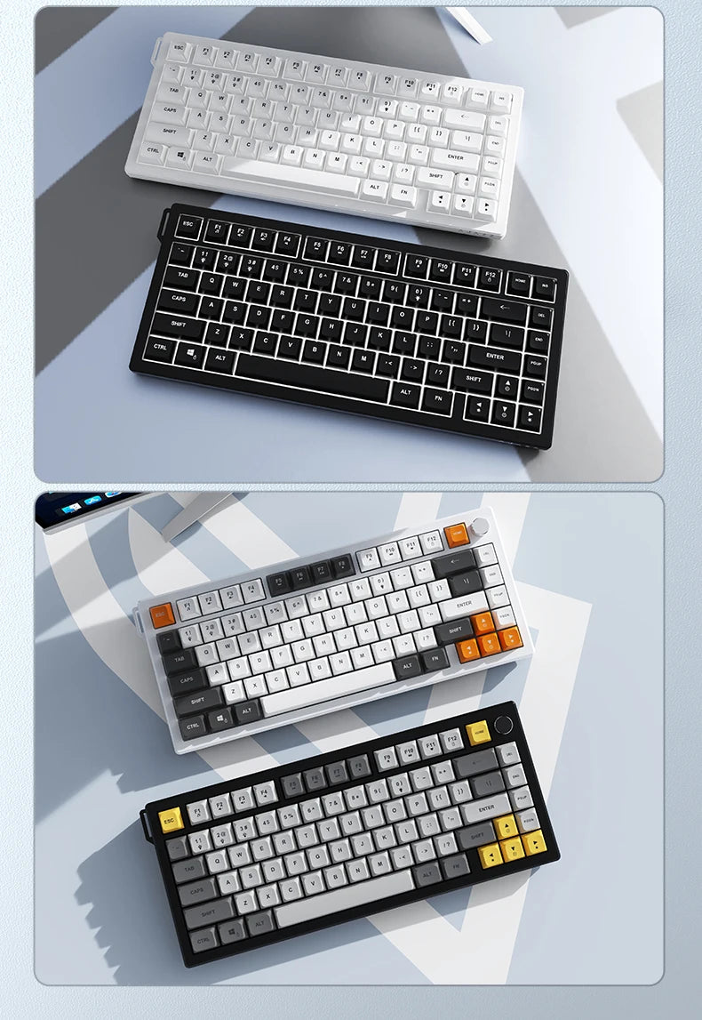 AJAZZ AF82 Office Low Profile Keyboard RGB Wired/Wireless Gaming Keyboard 75% Layout 82 keys 4000mAh Battery for Win/Mac