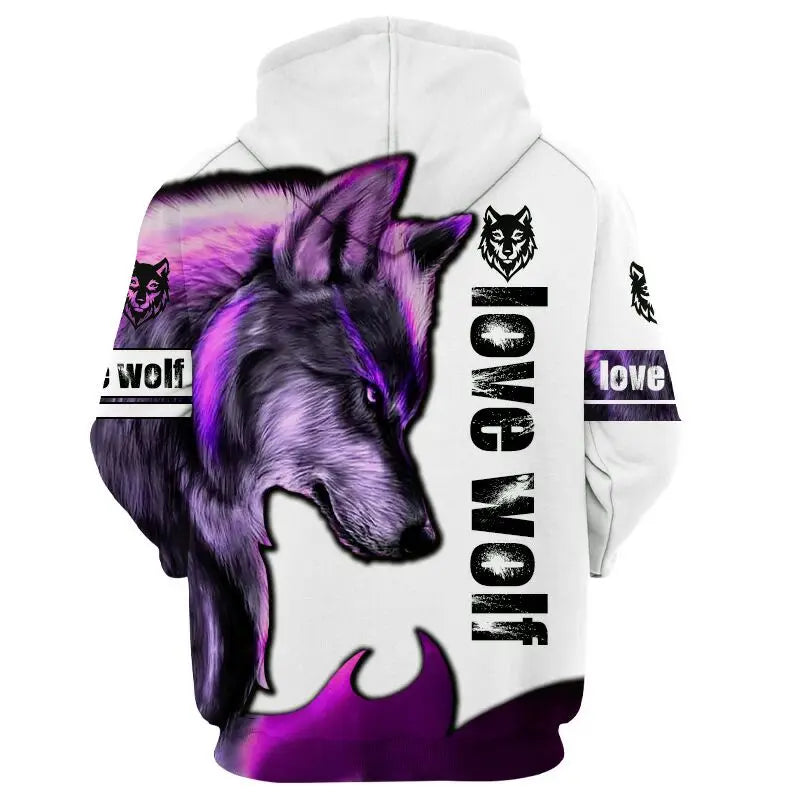 Fashion Autumn Lion, Wolf Hoodies White Tiger Skin 3D All Over Printed Men's Sweatshirt Unisex Pullover Casual Jacket