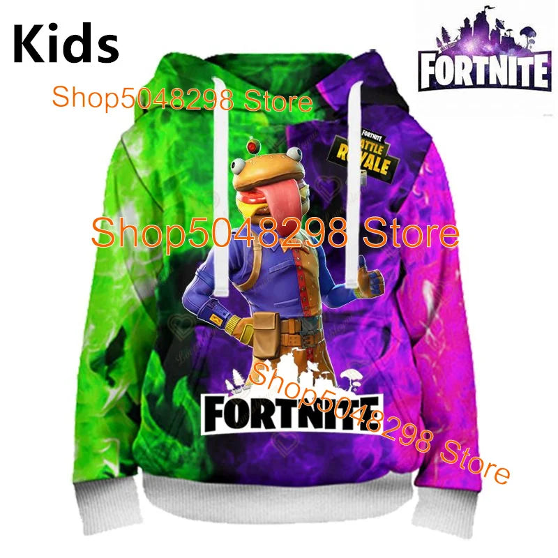 Sweatshirt com Estampado de Herói Fortnite, Jogo Popular, para Rapazes e Raparigas, Roupa 3D Casual, Hoodie para Crianças, Adultos, Homens e Mulheres, Pullover de Primavera e Outono