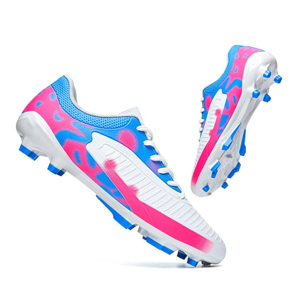 Chaussures de football AG FG économiques, tige en mélange PU, crampons longs en TPU durables, antidérapantes, pour adultes, pour terrain en herbe naturelle
