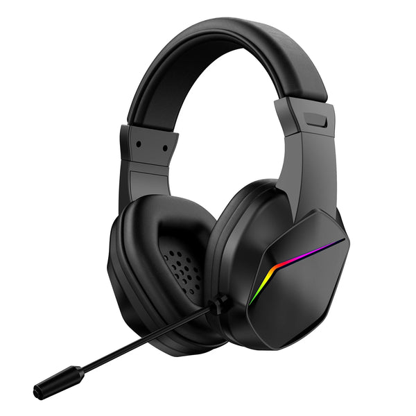 Wireless BT Gaming Headset with LED Lights, Low Latency Gaming Headphones, 40mm Drivers, Over-Ear Gaming Earphones with Omnidirectional Microphone