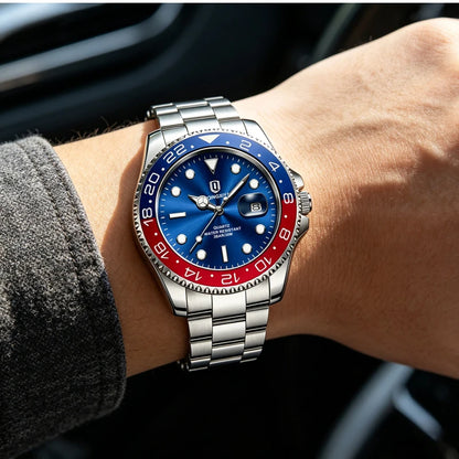 QINGXIYA Montres de luxe à quartz pour homme en acier inoxydable, étanches, avec date luminescente, montre-bracelet pour homme, reloj hombre