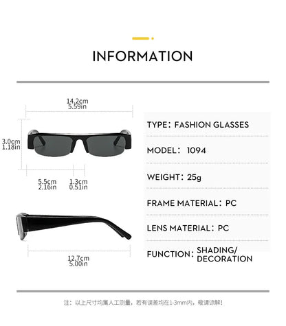 Vintage-Sonnenbrille mit kleinem, rechteckigem Halbrahmen in Schwarz, Leopardenmuster und Farbverlauf – trendige Damen-Sonnenbrille zum Autofahren