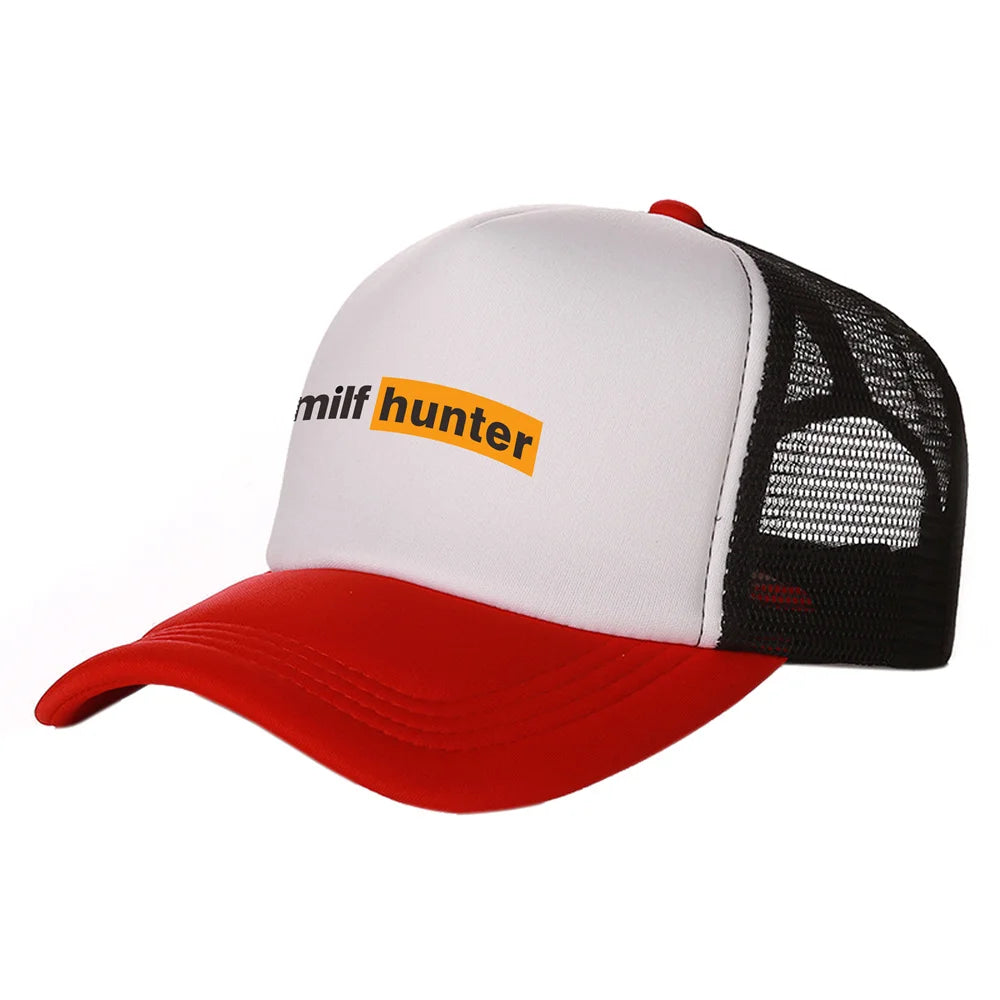 Bonés de camionista Milf Hunter — Bonés de moda Milf Hunter — Bonés de basebol — Bonés de malha para o sol, verão e atividades ao ar livre — MZ-506