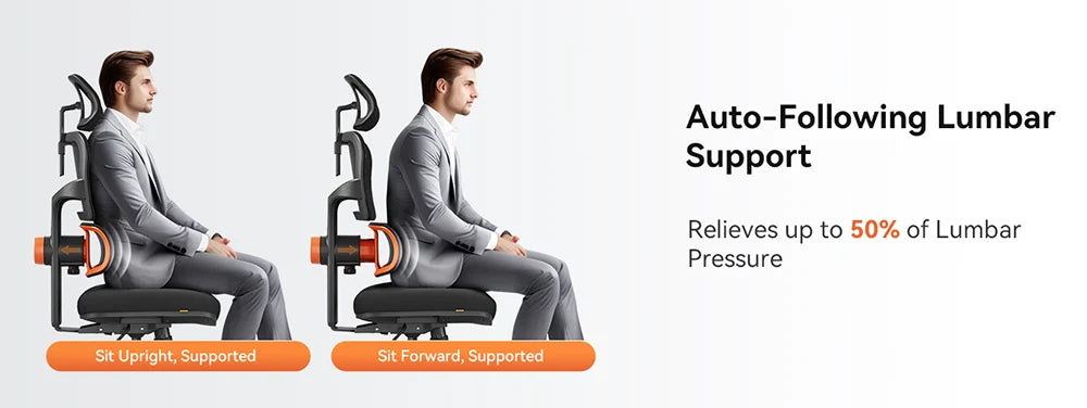 NEWTRAL NT001 Ergonomic Office Chair with Auto-Following Lumbar Support, 3 Recline Angle, Adjustable Backrest Armrest Headrest