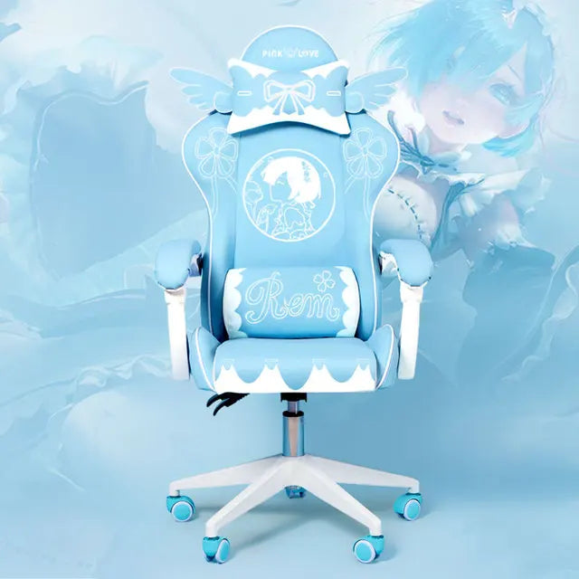 Pink Cartoon Electric Sound Girl Office Chair 360 ° Lift Rotating Home Computer Game Student Learning to Upgrade Latex Cushion