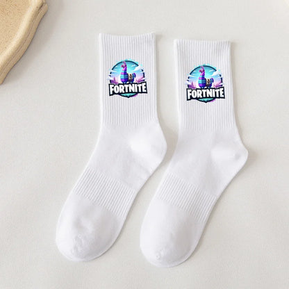 Fortnite Socks Cartoon Game Character Long Sock for Kids tudents in Spring and Autumn Solid Color Cotton Socks Birthday Gifts