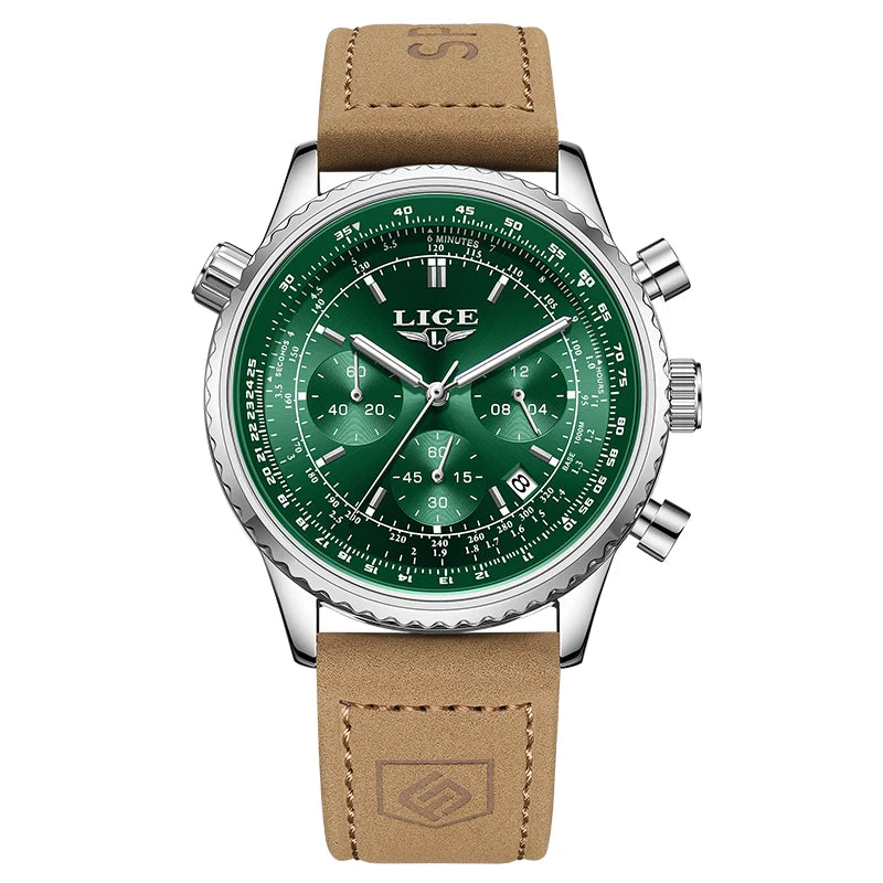 LIGE Luxusuhr für Herren – Chronograph mit Datumsanzeige, aus Edelstahl, wasserdicht, leuchtend, im sportlichen und militärischen Stil, Quarzuhr für Herren