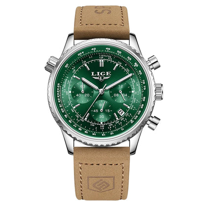 LIGE Luxusuhr für Herren – Chronograph mit Datumsanzeige, aus Edelstahl, wasserdicht, leuchtend, im sportlichen und militärischen Stil, Quarzuhr für Herren