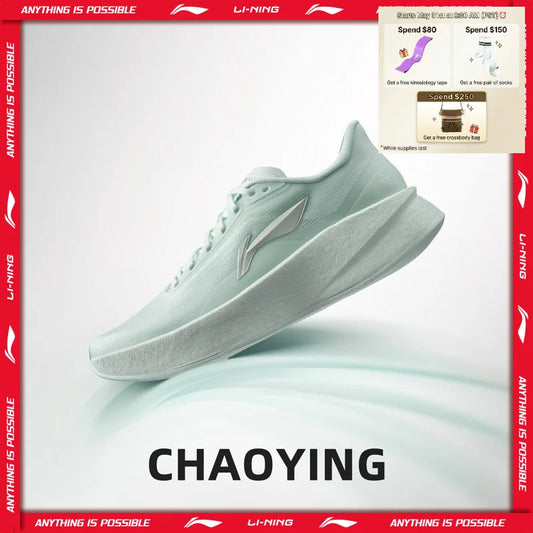 Li-Ning Women's CHAOYING Cushion Running Shoes BOOM Lightweight Rebound TEMPO BOUNSE Flexible LiNing Comfortable Sneaker ARBW008