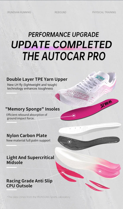 IRUNSVAN Marathon Racing Carbon Plate Men's Running Shoes Ultra Light Shock Absorption Training Women's Sports Shoes