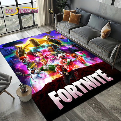 2025 Games 3D F-Fortnite tegneserietæppe til stue, soveværelse, hjem og sofadekoration, skridsikkert gulvtæppe til børns legeområde