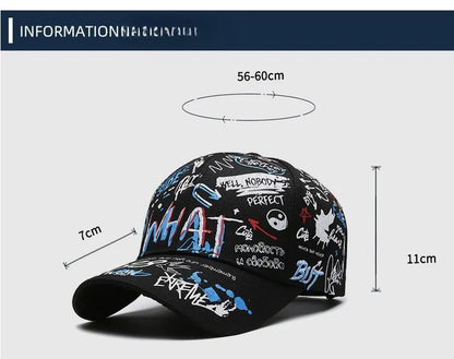 Nieuwe modieuze graffiti baseballpet van katoen voor dames en heren, unisex snapback met print, trendy hiphop-pet voor buiten voor dames en heren