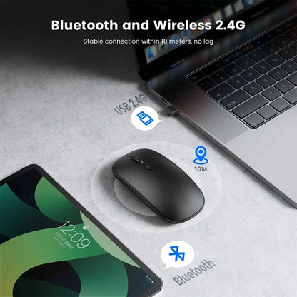 Rechargeable Wireless Mouse Bluetooth 2.4GHz Dual Modes Ergonomics DPI Readjustable Silence USB Portable Mouse for PC Laptop