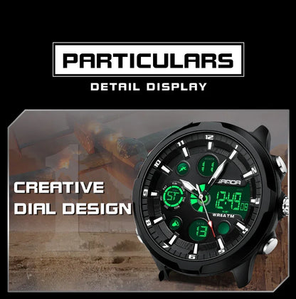 SANDA 9053 G Montres de sport militaires pour homme Montre numérique de luxe Montre-bracelet à quartz étanche jusqu’à 50 m pour homme Relogios Masculino