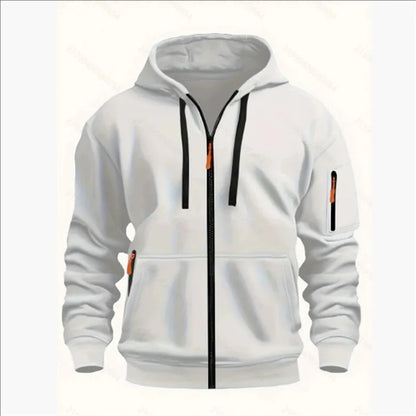 Men's Sweatshirts with Zipper Pockets Thin Solid Color Half Tracksuit Casual Outdoor Hooded Tracksuit Long Sleeve Jacket Coats