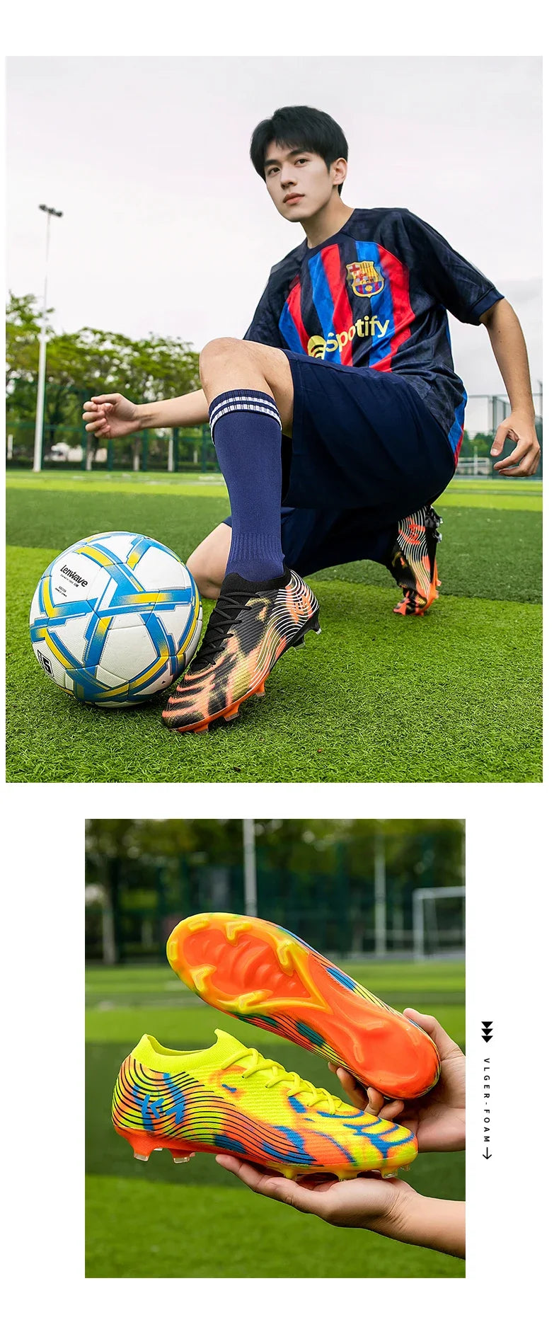 Nuove scarpe da calcio da uomo per partita outdoor, sneakers con tacchetti per erba, scarpe da football bestseller antiscivolo per ragazzi, alta qualità, alte e leggere