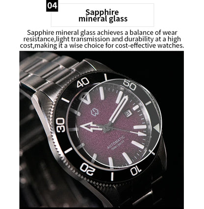 Upgraded Model 9017 Automatic Watch Mechanical 3D Dimensional Luminous Watch Needle Ceramic Bezel 150 Meters Waterproof Diving