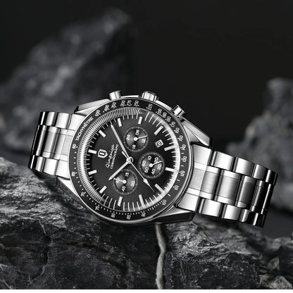 Orologio al quarzo da uomo, di marca di lusso, impermeabile e luminescente, in acciaio inossidabile, dotato di cronografo 24 ore e datario – Elegante orologio da uomo