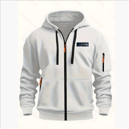 Men's Sweatshirts with Zipper Pockets Thin Solid Color Half Tracksuit Casual Outdoor Hooded Tracksuit Long Sleeve Jacket Coats