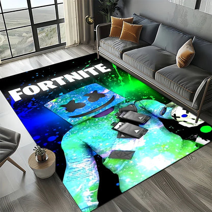 2025 Games 3D F-Fortnite tegneserietæppe til stue, soveværelse, hjem og sofadekoration, skridsikkert gulvtæppe til børns legeområde